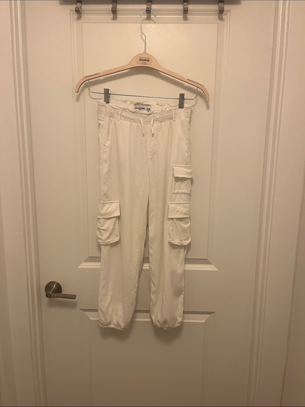 abercrombie kids Off-White Cargo Jogger Pants with Drawstring